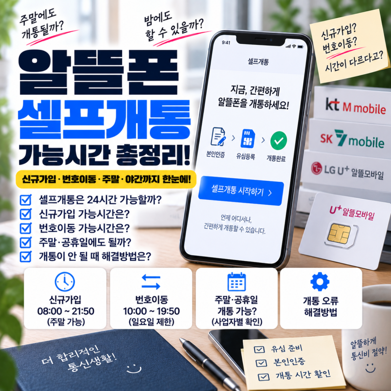 알뜰폰 셀프개통 가능시간｜주말·야간에도 개통할 수 있을까?