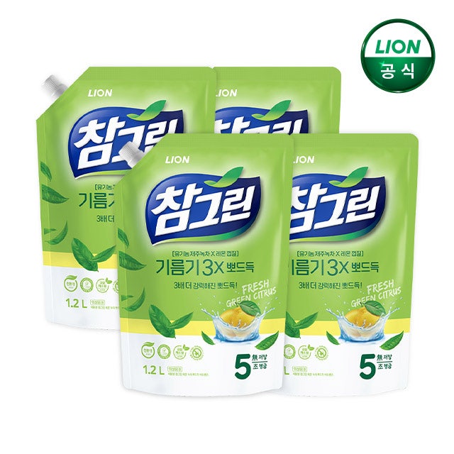 참그린 기름기뽀드득 주방세제 4개 가격대비 만족도