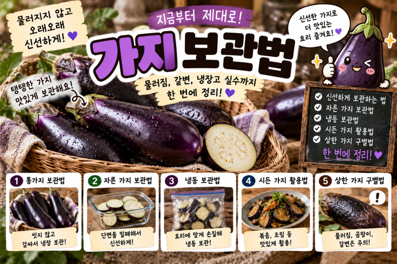 가지 보관법, 물러지지 않고 탱탱하게 오래 보관하는 방법