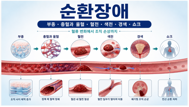 임상병리사 국가고시 조직병리학 핵심정리 2｜병리학: 순환장애: 부종·충혈·출혈·혈전·색....
