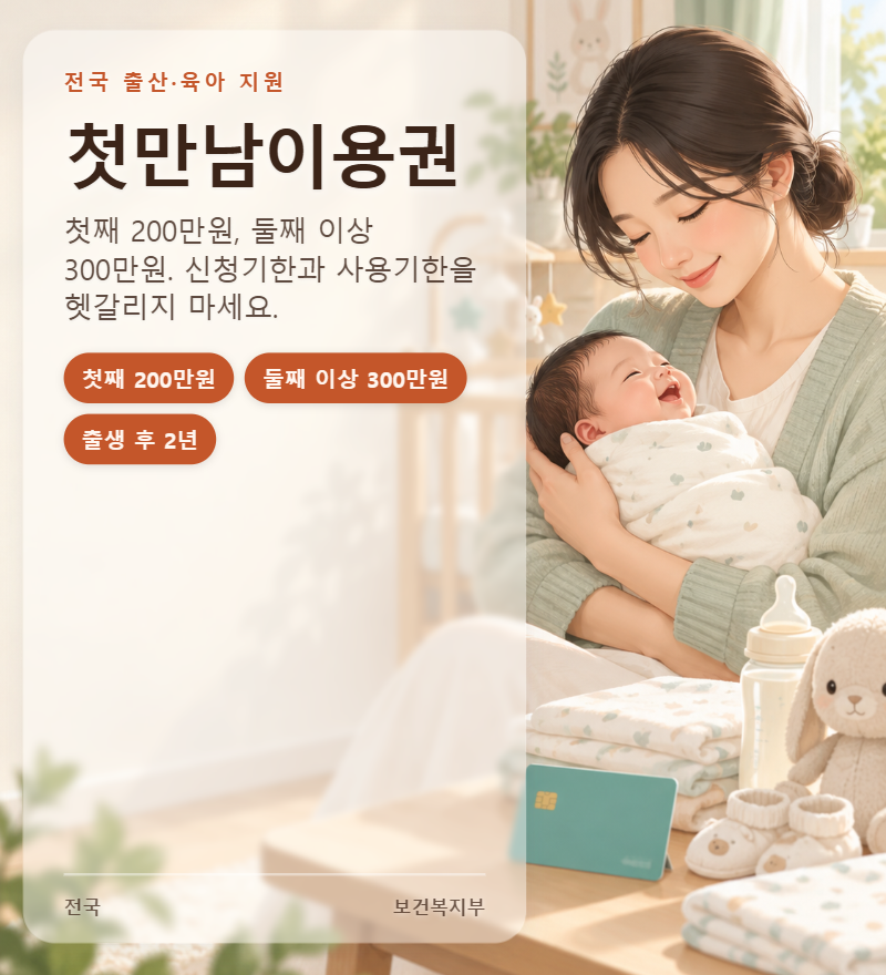첫만남이용권 신청방법 첫째 200만원 둘째 이상 300만원 2년 안에 사용하세요