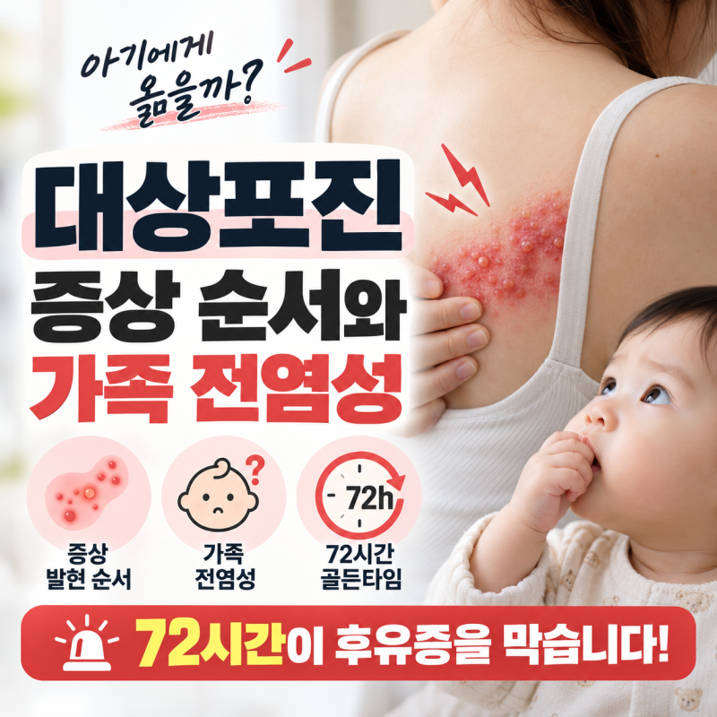 아기에게 옮을까? 대상포진 증상 발현 순서 및 가족 전염성 (72시간 골든타임 중요성)