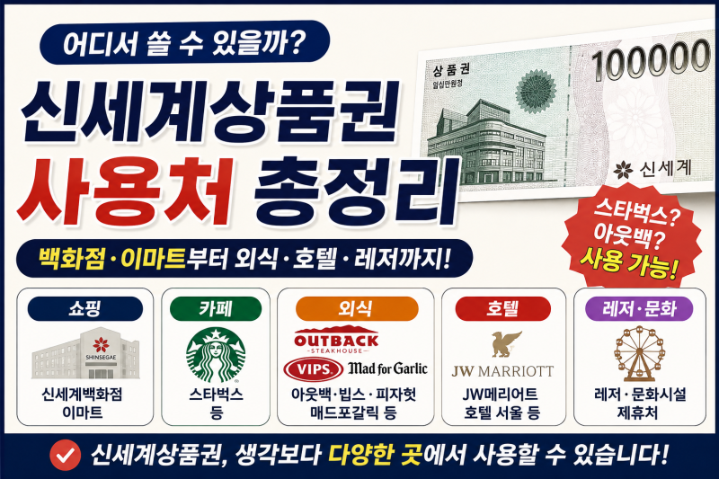 신세계상품권 어디서 쓸 수 있을까? 백화점·이마트부터 스타벅스·아웃백까지 총정리