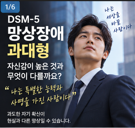 DSM-5 망상장애 과대형, 자신감이 높은 것과 무엇이 다를까요? “나는 특별한 능력과 사명을 ....