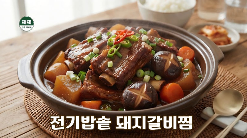압력밥솥 없이 전기밥솥으로 끝내는 초간단 돼지갈비찜 레시피 (배청 단짠 황금비율)