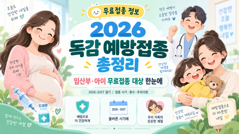 2026 독감 예방접종 시기 총정리｜임산부·아이 무료접종 대상과 2회 접종 기준