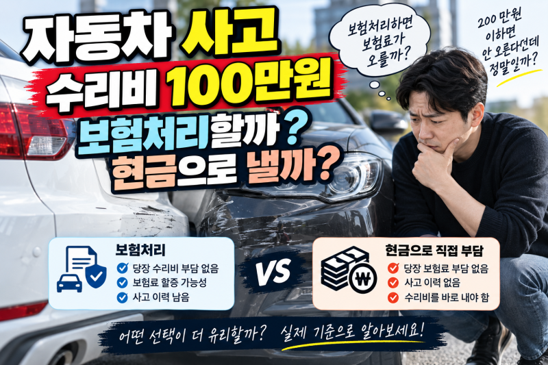 자동차 사고 나면 보험료 얼마나 오를까? 보험처리 vs 현금처리 기준
