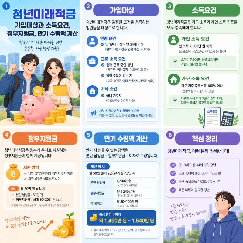 청년미래적금 가입대상과 소득요건, 정부지원금, 만기 수령액 계산