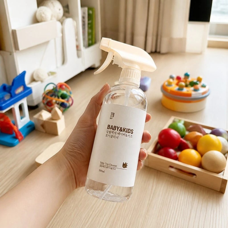 [리뷰] 원목 교구, 카시트, 유모차 세척/소독엔 [살림백서 베이비키즈 토이클리너 500ml 1+1]