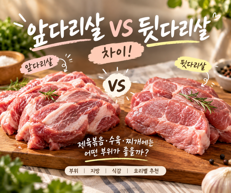 앞다리살 vs 뒷다리살 차이! 부위·지방·식감부터 제육볶음·수육·찌개에는 어떤 부위가 좋....