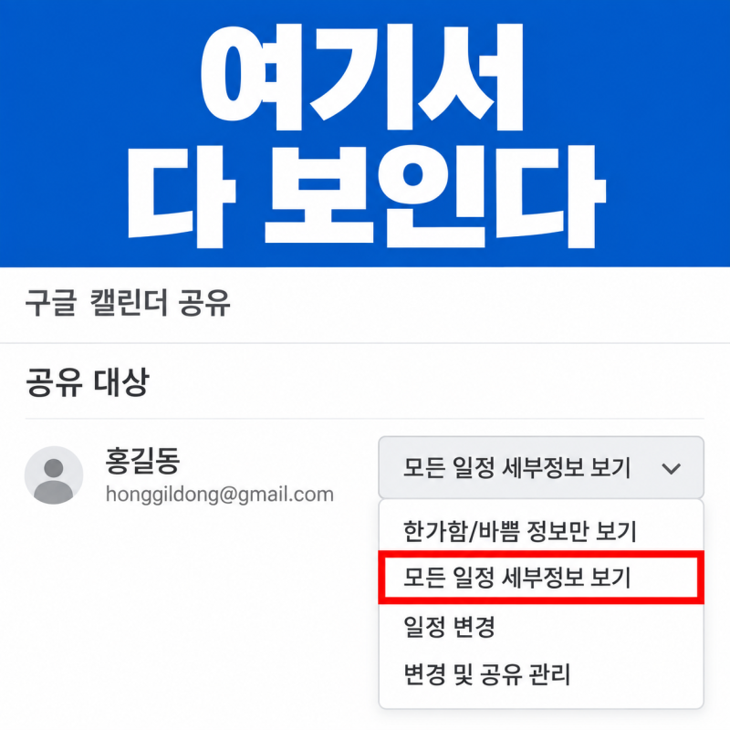 개인 약속까지 같이 떴다.. 구글 캘린더 공유 권한 4가지 중 골라야 할 하나