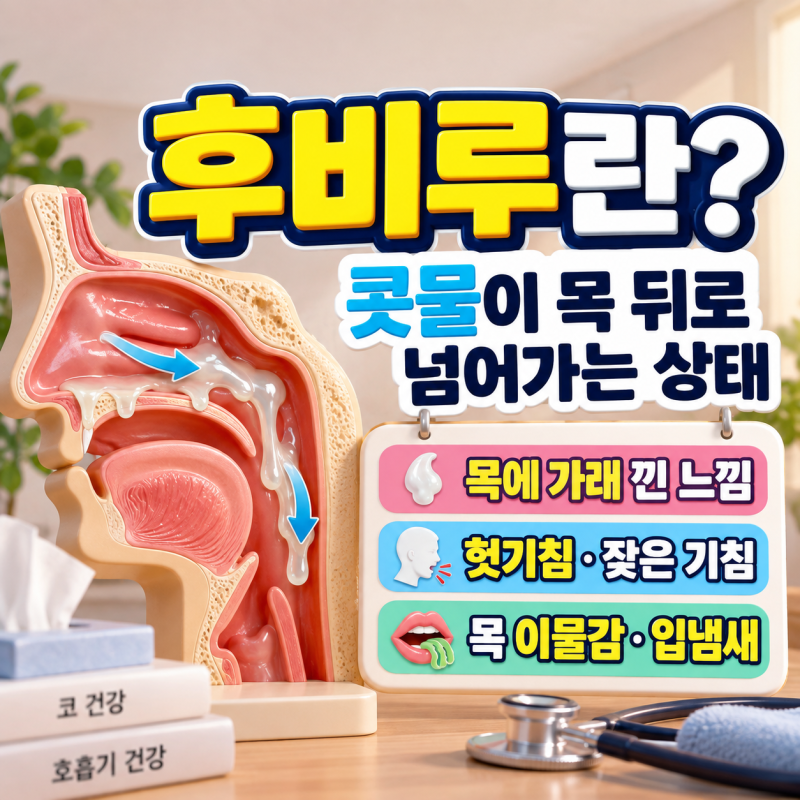 후비루 증상, 입냄새·목에 가래 낀 느낌과 기침 계속된다면? 원인·치료·약 총정리