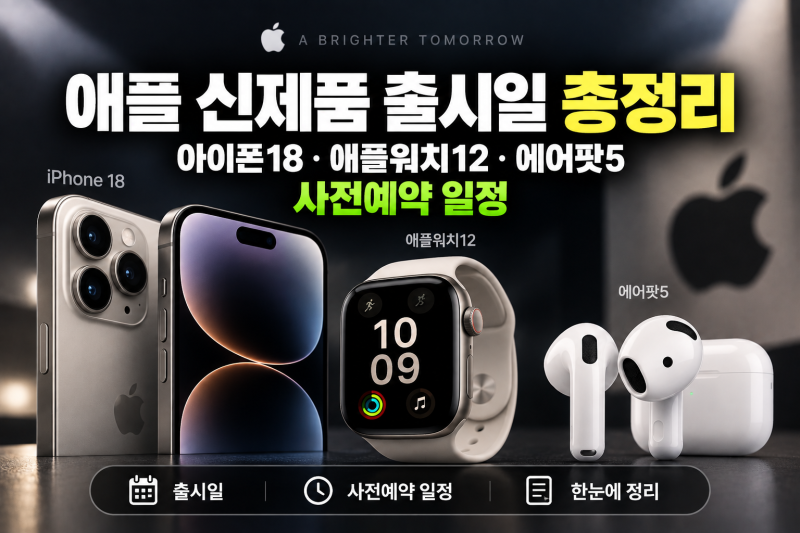 애플 신제품 출시일 총정리, 아이폰18·애플워치12·에어팟5 사전예약 일정