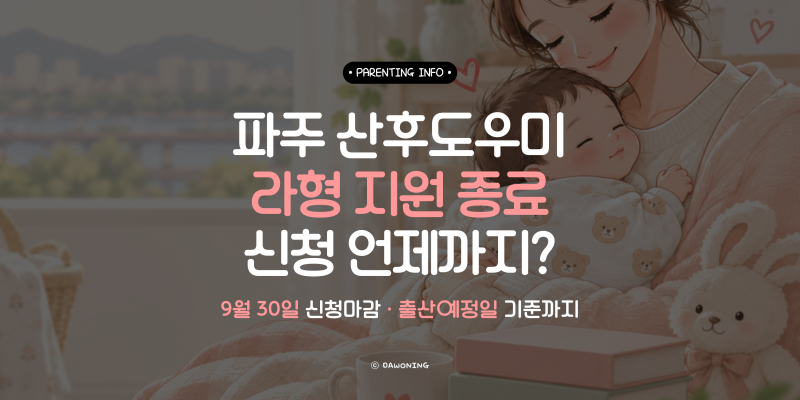 파주시 산후도우미 라형 지원 종료, 신청기간과 달라지는 점