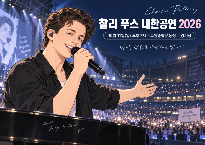 찰리 푸스 내한공연 2026, 10월 11일 고양종합운동장… 티켓 가격·VIP·예매 총정리