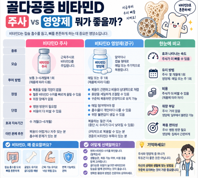 골다공증 비타민D 주사 영양제 뭐가 좋을까