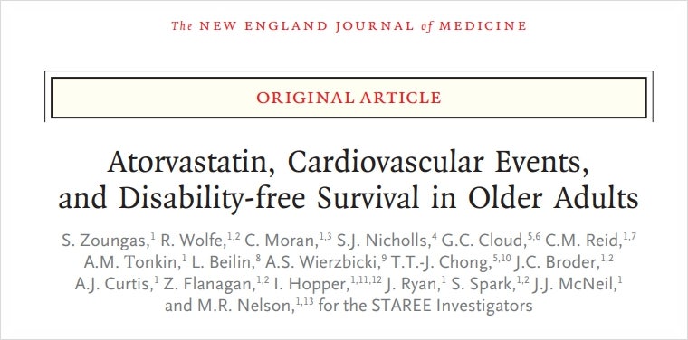 70세 이상 건강한 노인에게 스타틴은 필요한가: STAREE 연구(NEJM 2026) 해설 (의료인용)