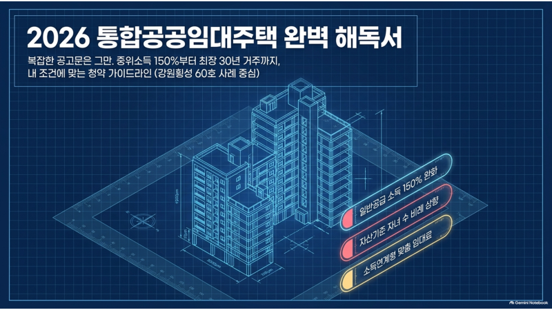 2026 통합공공임대 입주조건 총정리 - 중위소득 150퍼센트와 자산기준 임대료 30년 거주까지 쉽....