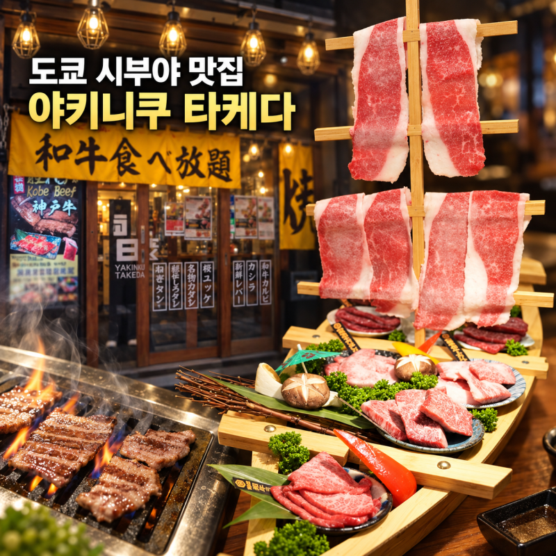 도쿄 시부야 맛집 와규 야키니쿠 무한리필 타케다