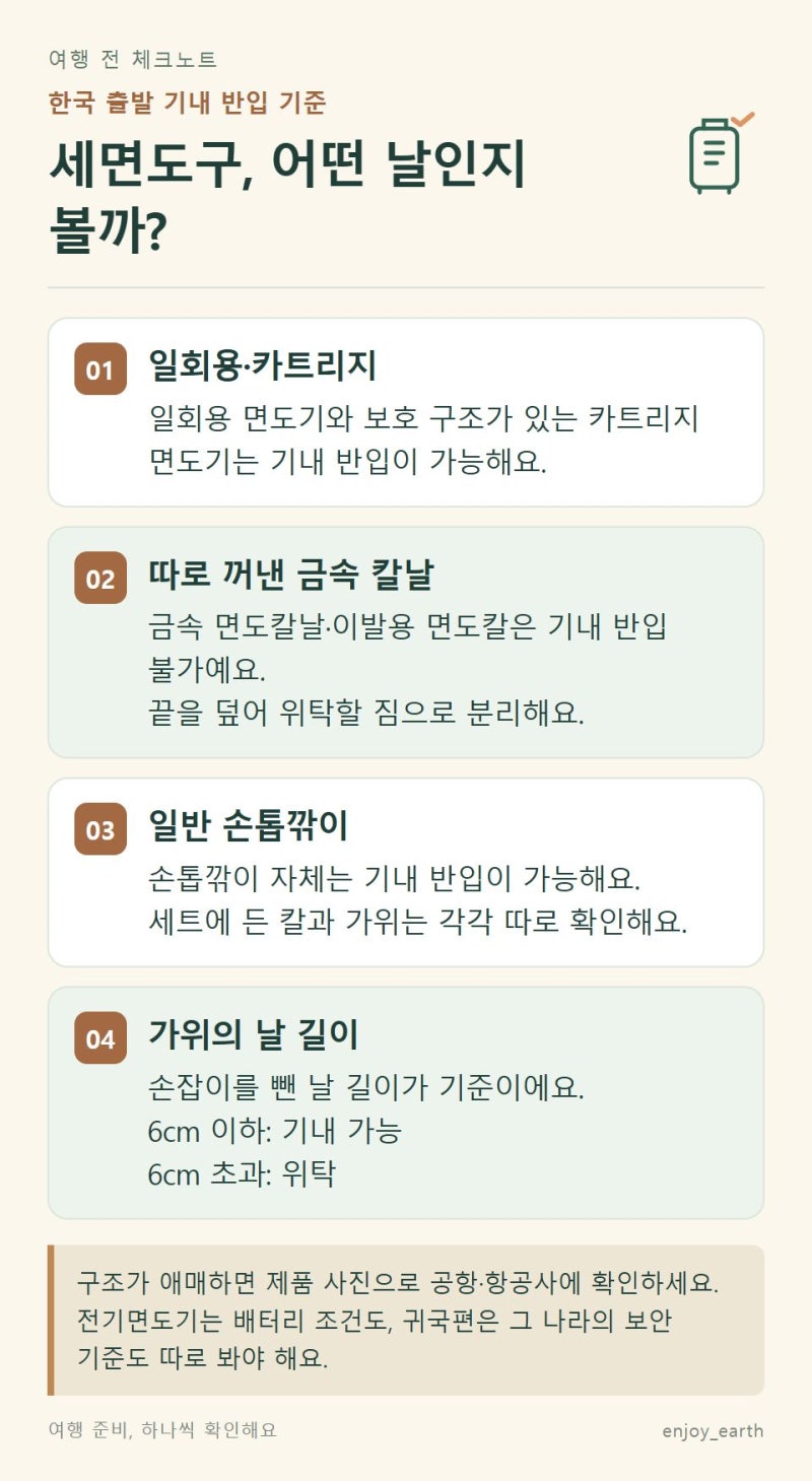 면도기 기내반입, 손톱깎이·작은 가위도 될까요?