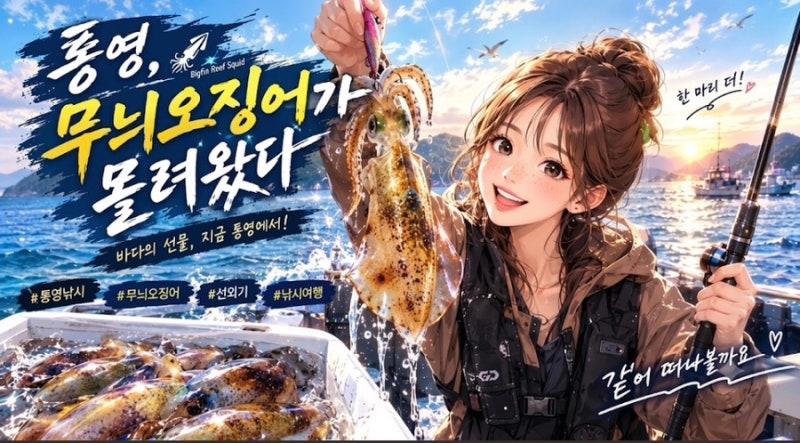 통영 바다에 무늬오징어가 몰려왔다! 직접 확인한 놀라운 입질의 순간