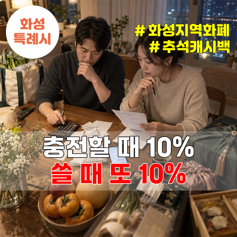 화성 지역화폐 최대 20% 혜택, 9월 14~23일 10% 추가 캐시백