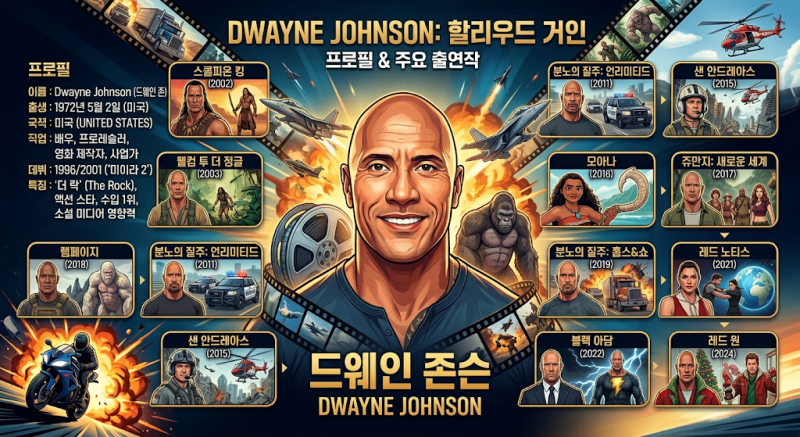 드웨인 존슨 배우 프로필부터 대표작까지｜분노의 질주·쥬만지·모아나·블랙 아담부터 2026 ....