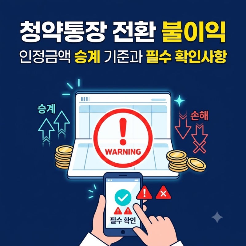 청약통장 전환 불이익 인정금액 승계 기준과 주의사항