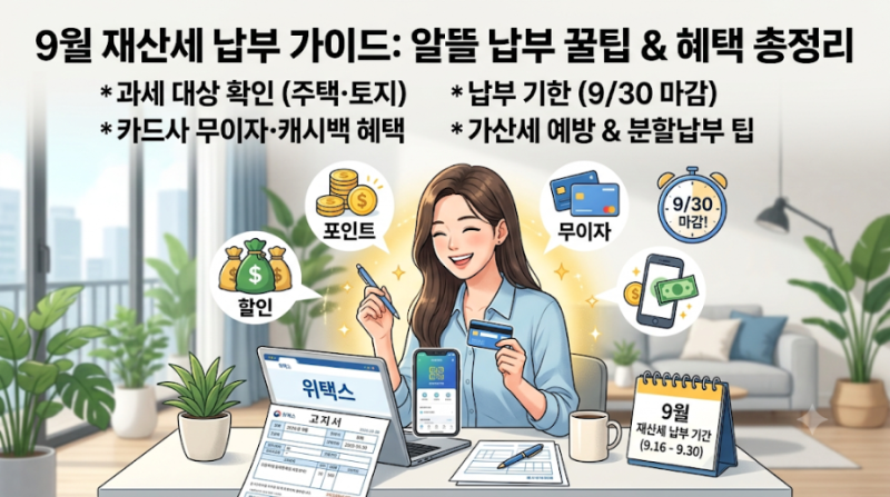 9월 재산세 납부 가이드: 과세 대상부터 카드사 무이자 혜택, 가산세 피하는 법 총정리