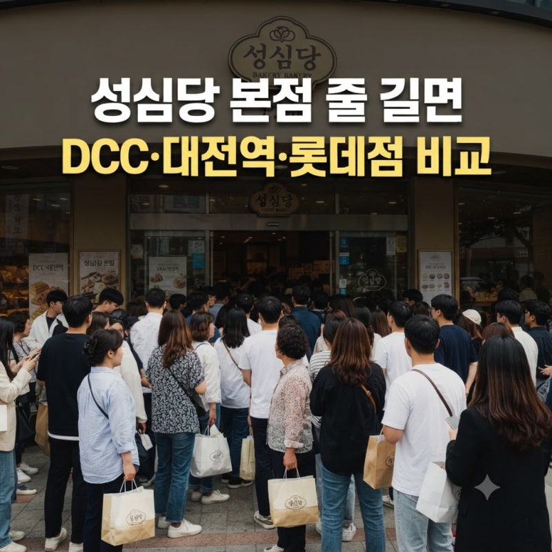 성심당 본점 줄 길면 어디로 갈까? DCC·대전역·롯데점 주차·웨이팅 비교