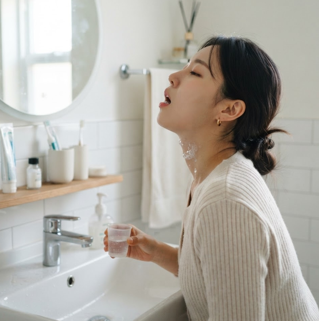 목 아플 때 가글하는 법: 소금물부터 약국 소염 가글액 올바른 사용 가이드