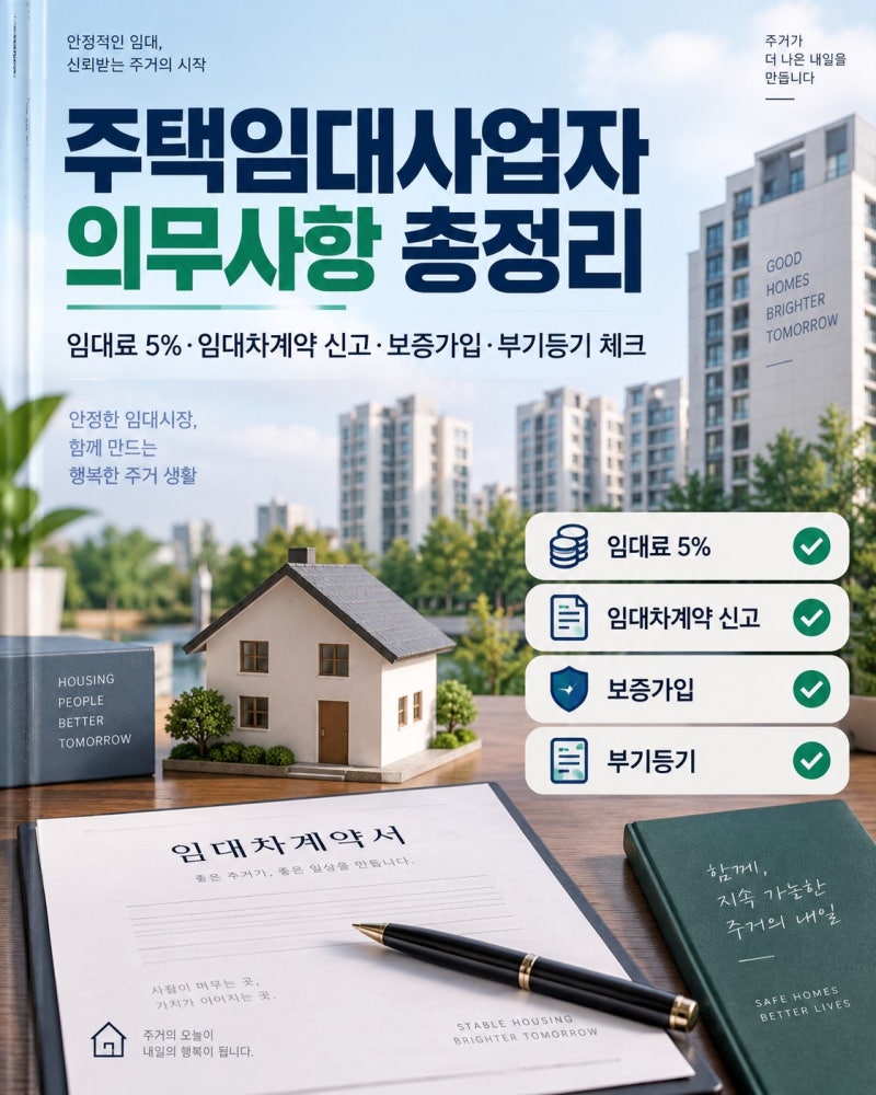 주택임대사업자 의무사항 총정리임대료 5%·임대차계약 신고·보증가입·부기등기 체크