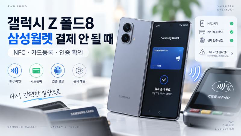 갤럭시 Z 폴드8 삼성월렛 결제 안 될 때 해결 방법 10가지｜NFC·카드등록·인증 확인