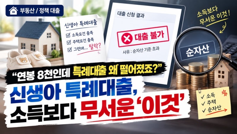[부동산/정책 대출] "연봉 8천인데 특례대출 왜 떨어졌죠?" 신생아 특례대출, 소득보다 무서운....
