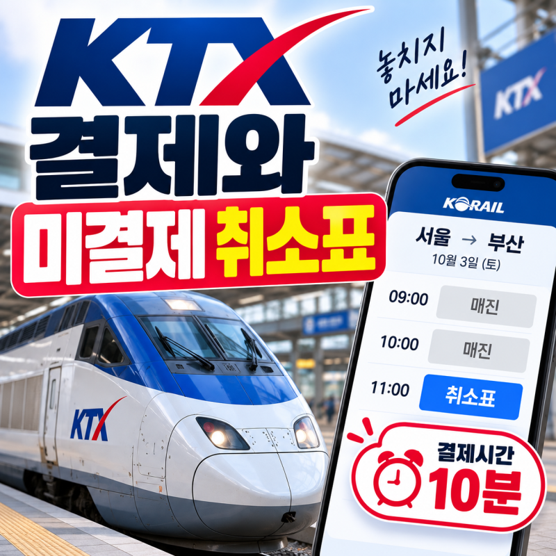 2026년 KTX 매진 취소표 언제 풀릴까, 일반 승차권 결제 10분 출발 20분 전에는 5분, 미결제 자동....