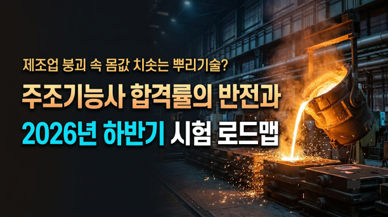 제조업 붕괴 속 몸값 치솟는 뿌리기술? 주조기능사 합격률의 반전과 2026년 하반기 시험 로드....