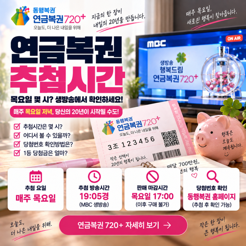 연금복권 추첨시간｜목요일 몇 시? 생방송·당첨번호 확인시간 총정리