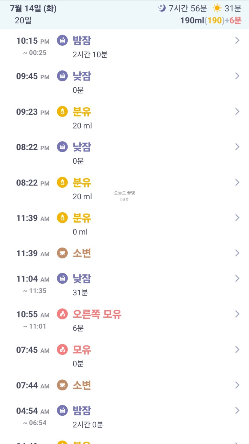[생후 20일~25일 수유일지] 신생아 일주일 수유량 수면 패턴 변화 분석 | 혼합수유 기록 모음