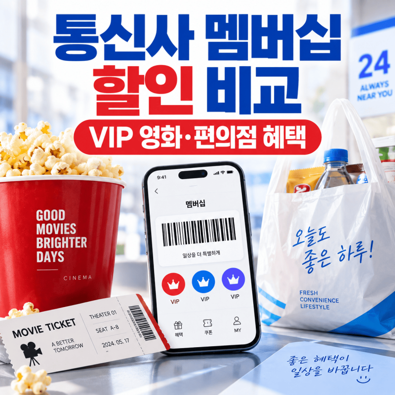 VIP 멤버십 영화, 편의점 할인 이용방법｜SKT KT LG U+ 무료 예매 횟수 비교