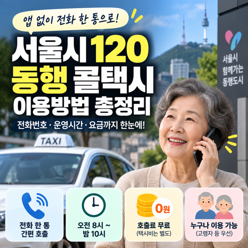 서울시 120 동행 콜택시 이용방법｜전화번호·운영시간·요금 총정리