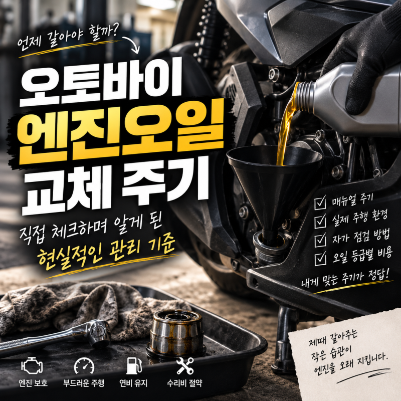 오토바이 엔진오일 교체주기 1,000km? 2,000km? 직접 확인해본 현실 기준