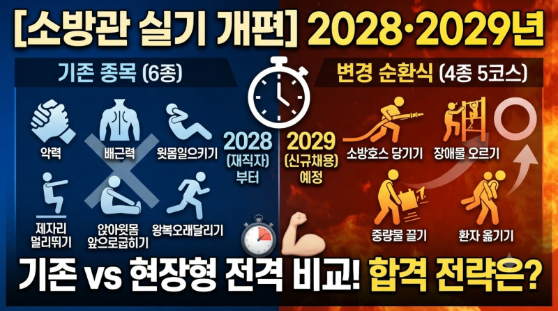 [소방관 실기 개편] 2028년 소방공무원 체력시험 변경 종목, 전면 비교 및 실전 대비 운동 꿀팁....
