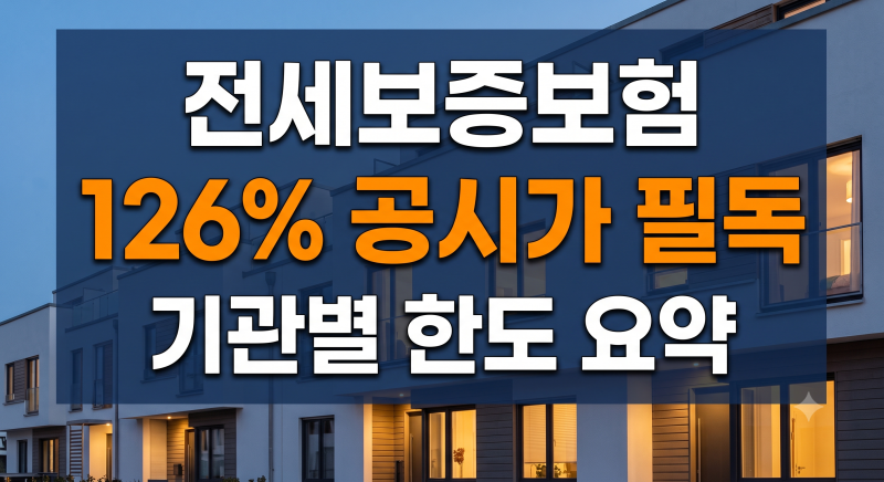 전세보증보험 가입조건 총정리: 공시가 126% 룰과 기관별 한도 비교