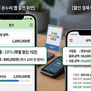 온누리상품권 10% 할인 구매 및 환전 충전 앱 사용법 총정리: 카드형 등록·가맹점·환불 기준 ....