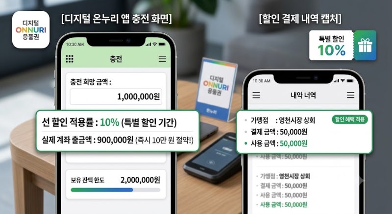 온누리상품권 10% 할인 구매 및 환전 충전 앱 사용법 총정리: 카드형 등록·가맹점·환불 기준 ....