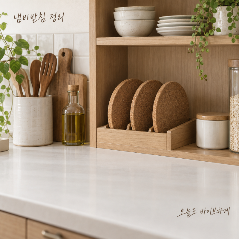 코르크 냄비받침, 예뻐서 샀는데 굴러다닌다면 보관 자리부터 바꾸세요