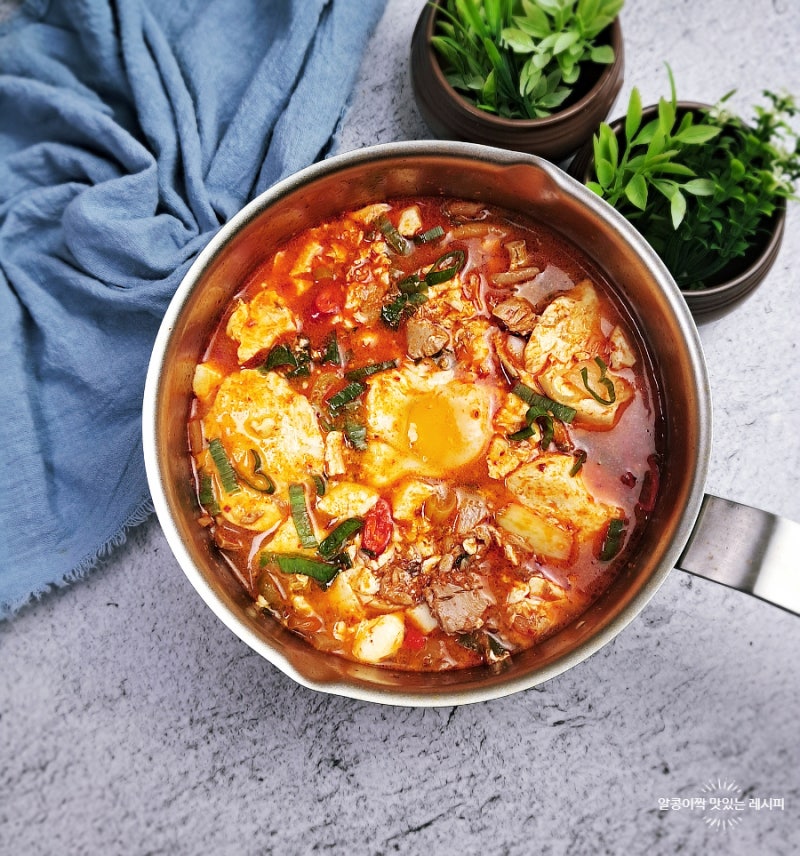 참치 순두부찌개 끓이는법 얼큰한 양념 레시피