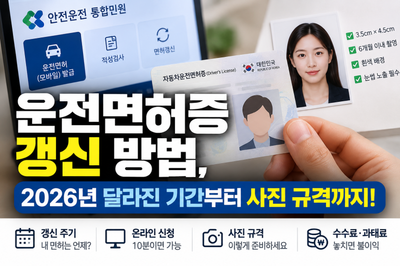 운전면허증 갱신 방법 총정리 (온라인 신청·준비물·사진 규정·수령 방법)