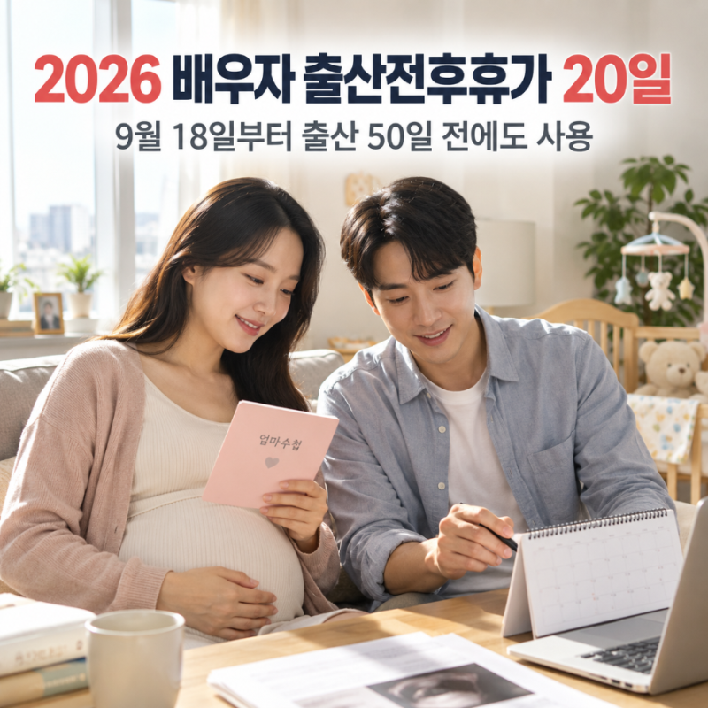 2026 배우자 출산전후휴가 20일 총정리｜9월 18일부터 출산 50일 전에도 사용 가능합니다