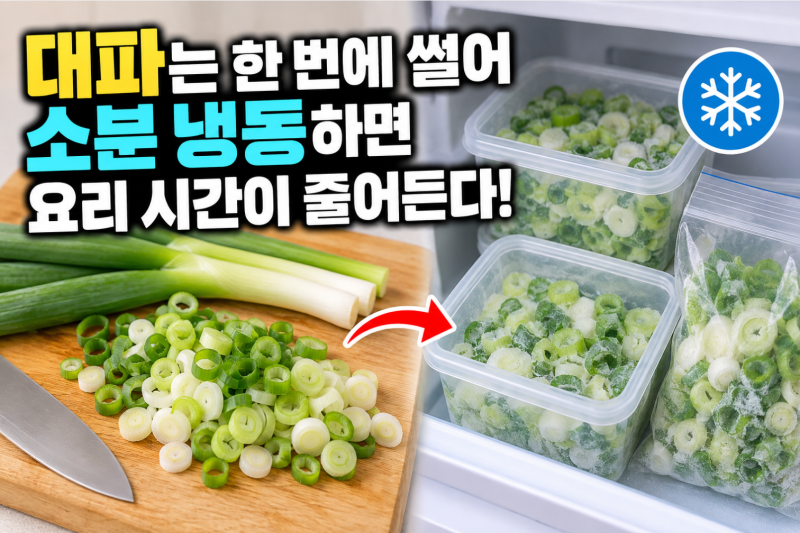 요리할 때마다 대파 썰기 귀찮다면! 한 번에 썰어 ‘소분 냉동’해보세요 ❄️✨